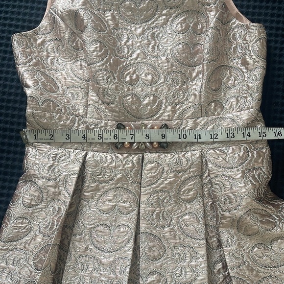 Eliza J Metallic Embellished Jacquard Occasion Event Blush Pink Dress Size8 - Picture 14 of 15